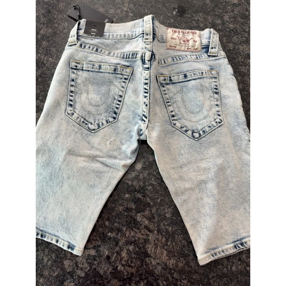 True Religion Brand Jeans Men's Rocco Blue Shorts‎ Size 28 Vintage Washed. NWT